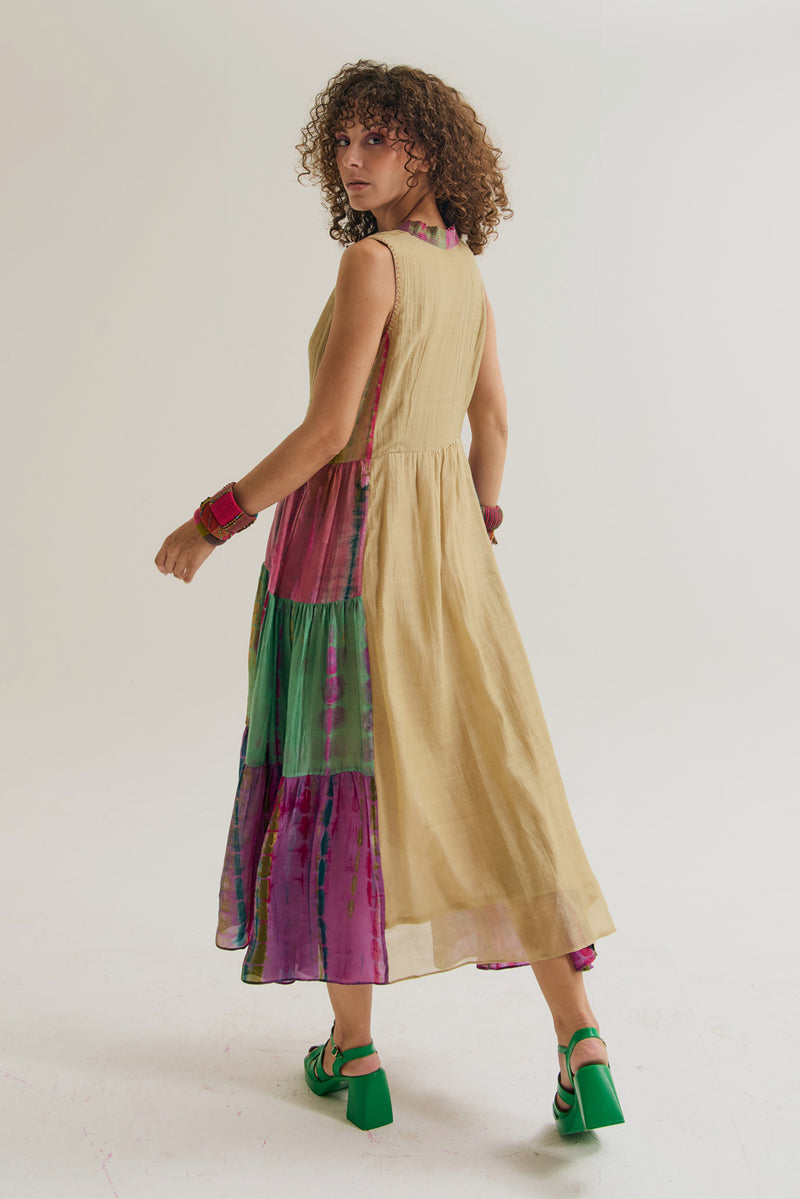 Iris Dress chanderi silk dress by Capisvirleo in multi-color for women Worldwide
