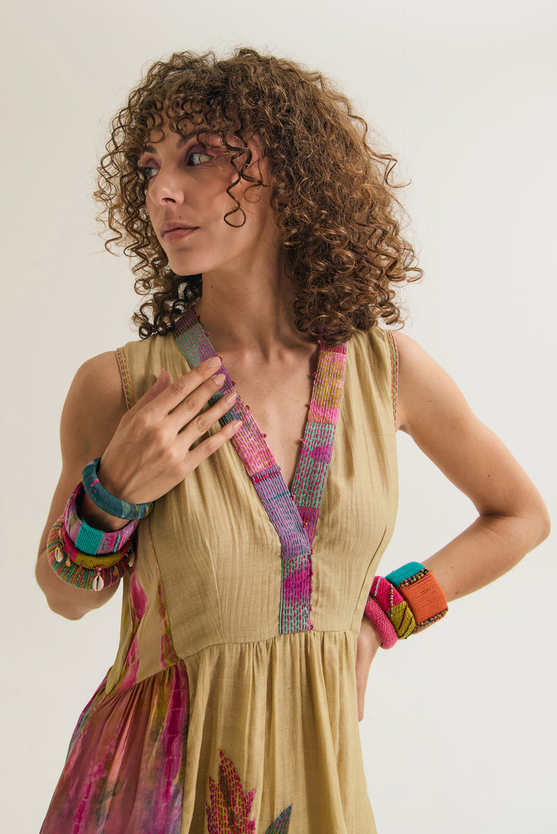 Iris Dress chanderi silk dress by Capisvirleo in multi-color for women Worldwide