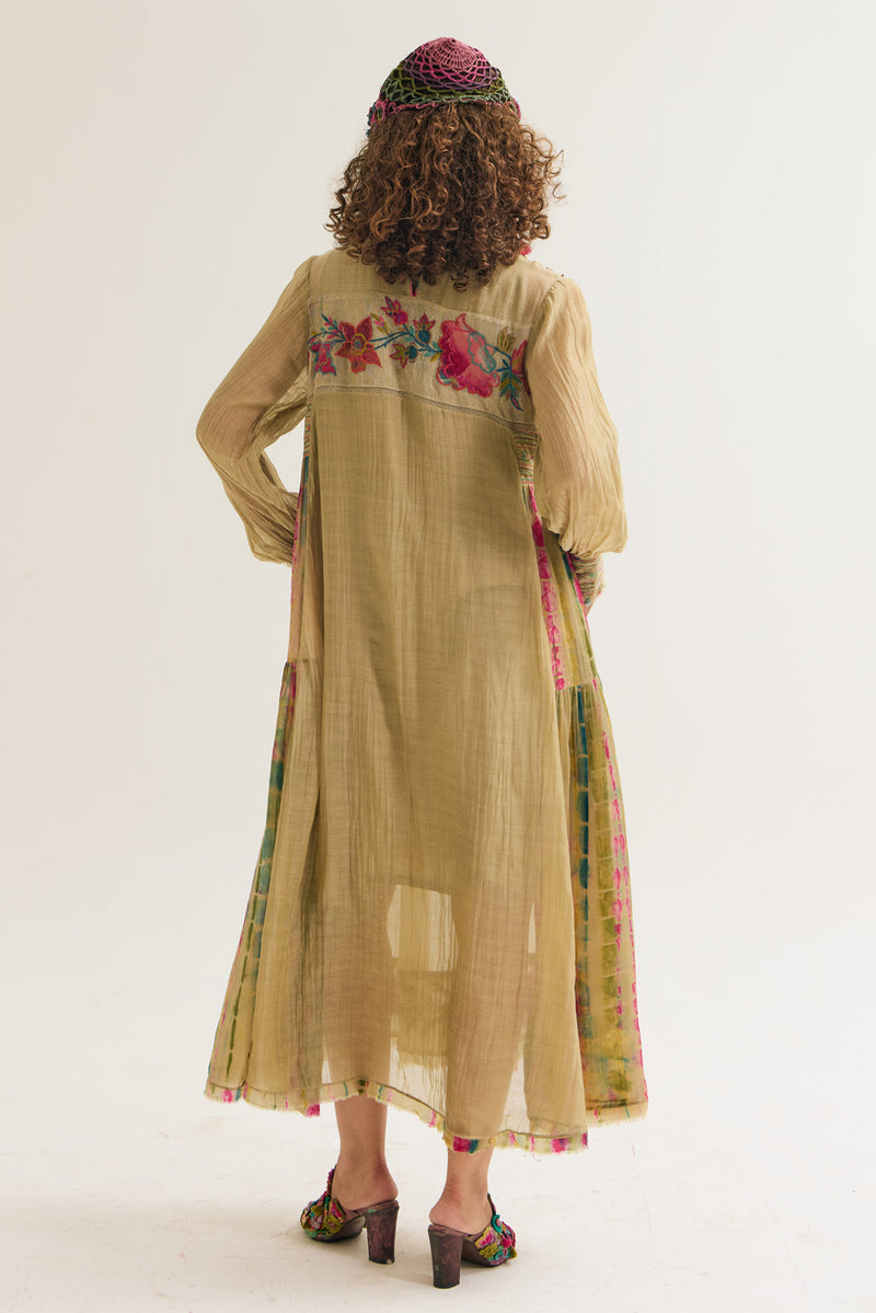 Della Dress chanderi silk dress by Capisvirleo in yellow for women Worldwide