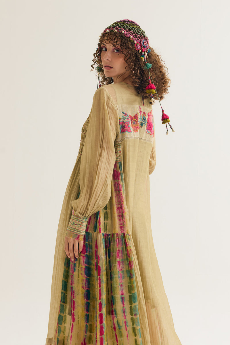 Della Dress chanderi silk dress by Capisvirleo in yellow for women Worldwide