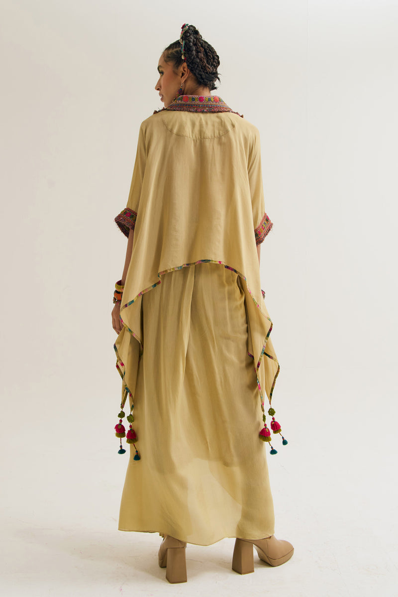 Matilda Cape Set cotton silk jackets & overlays by Capisvirleo in yellow for women Worldwide