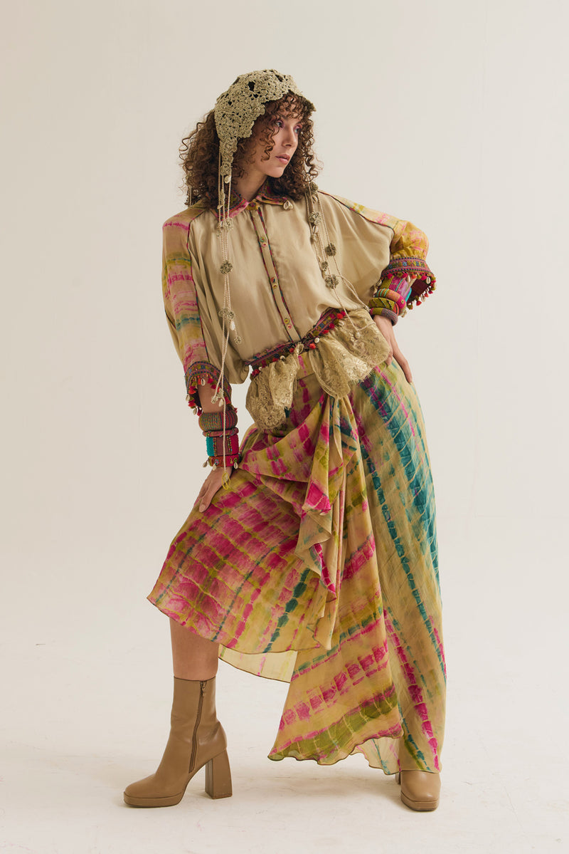 Alicia- Dahlia Set cotton silk,habutai silk co-ord set by Capisvirleo in multi-color for women Worldwide
