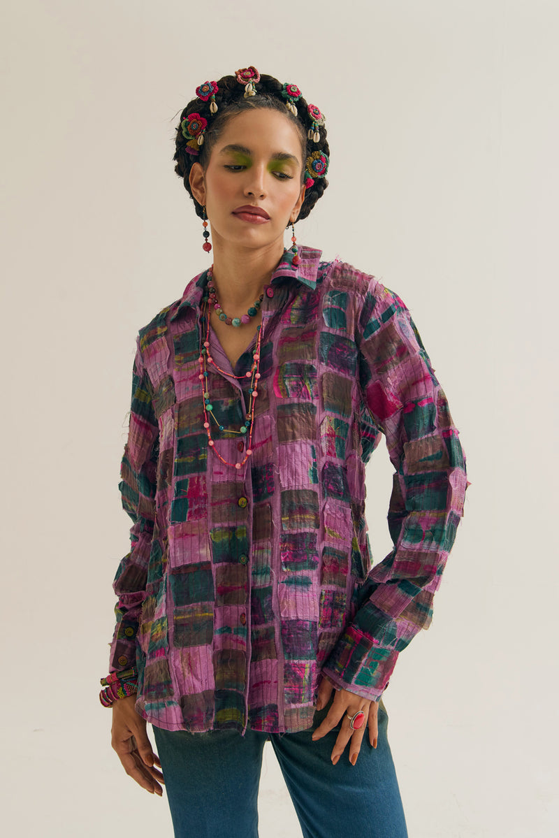 Cosmos Shirt chanderi silk top/shirt by Capisvirleo in off white for women Worldwide