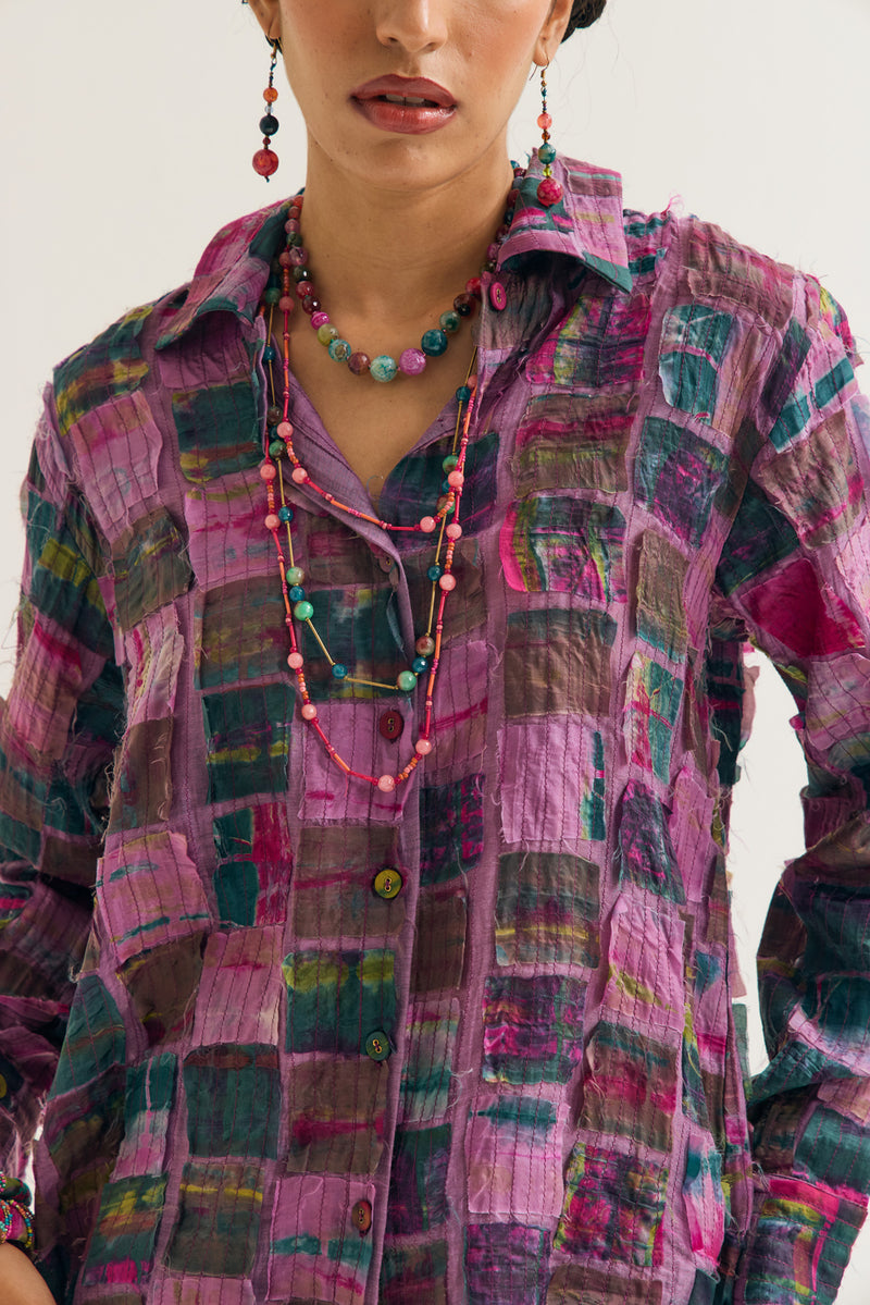Cosmos Shirt chanderi silk top/shirt by Capisvirleo in off white for women Worldwide