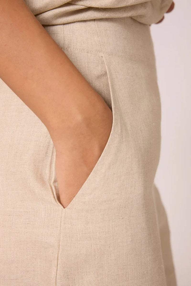 Cariad Pant 100% linen pant/trouser by The Summer House in beige for women Worldwide
