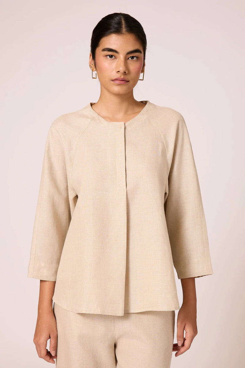 Cariad Set 100% linen co-ord set by The Summer House in beige for women Worldwide