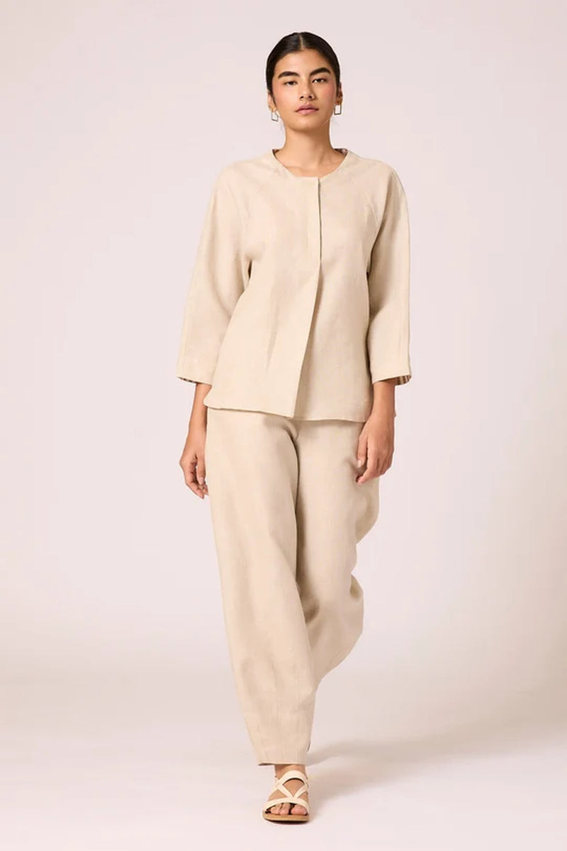 Cariad Set 100% linen co-ord set by The Summer House in beige for women Worldwide