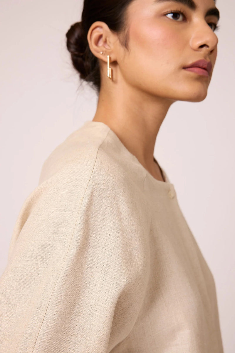 Cariad top 100% linen top/shirt by The Summer House in beige for women Worldwide
