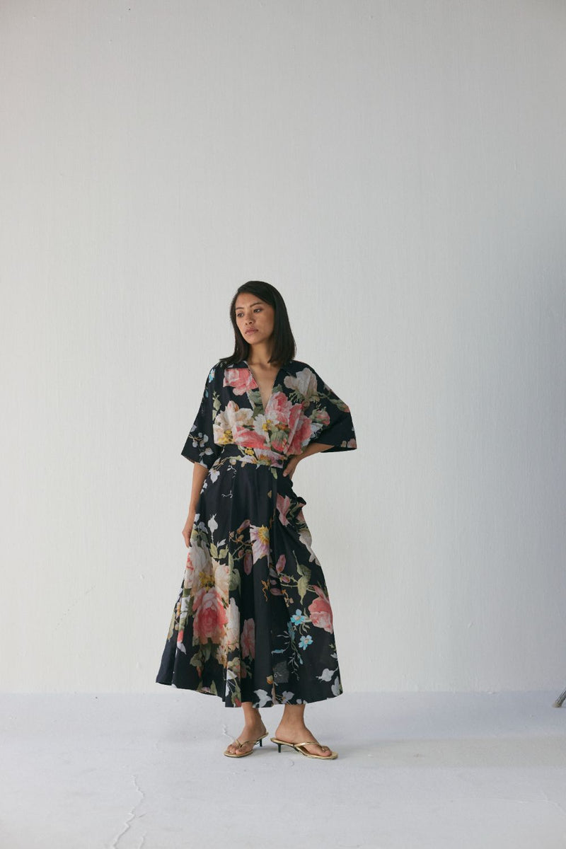 Carmine Shirt Dress poplin by YAM in black color for women Worldwide