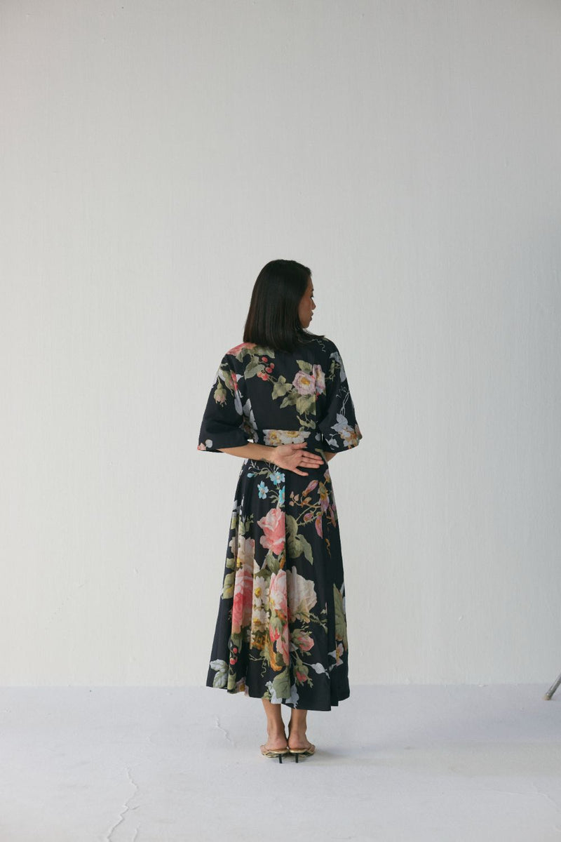 Carmine Shirt Dress poplin by YAM in black color for women Worldwide