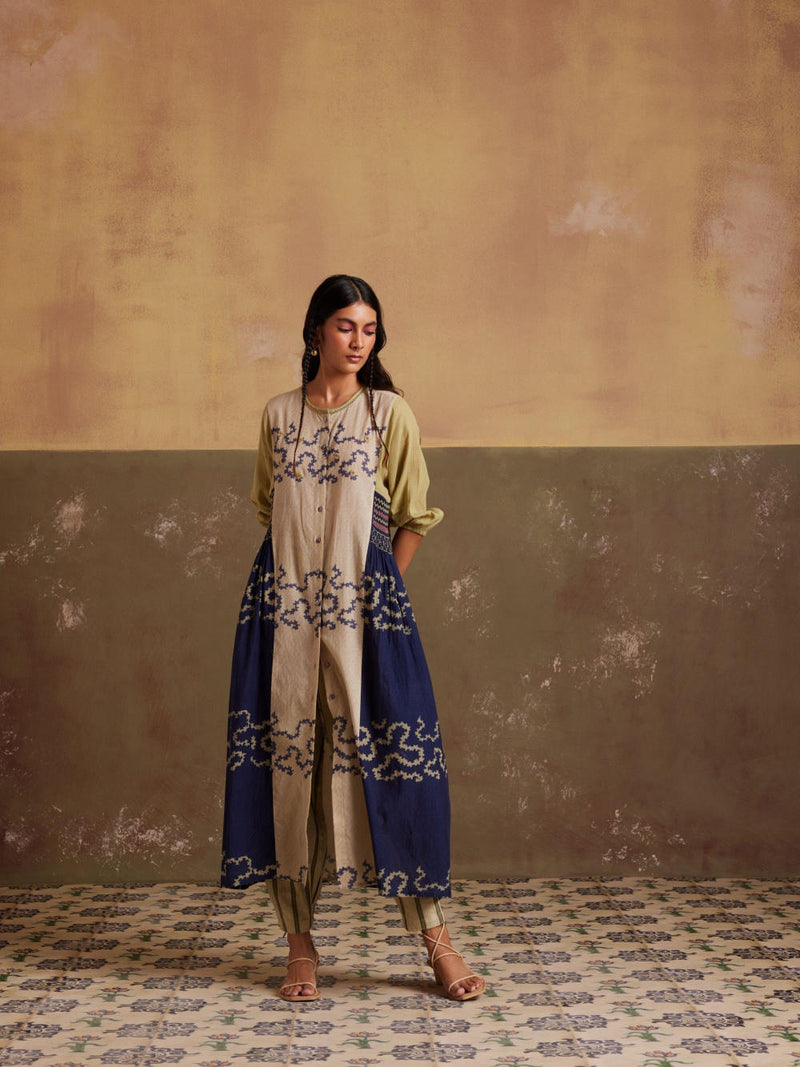 Cascade Dress-Indigo-Ivory Spiral cotton by CORD for women Worldwide