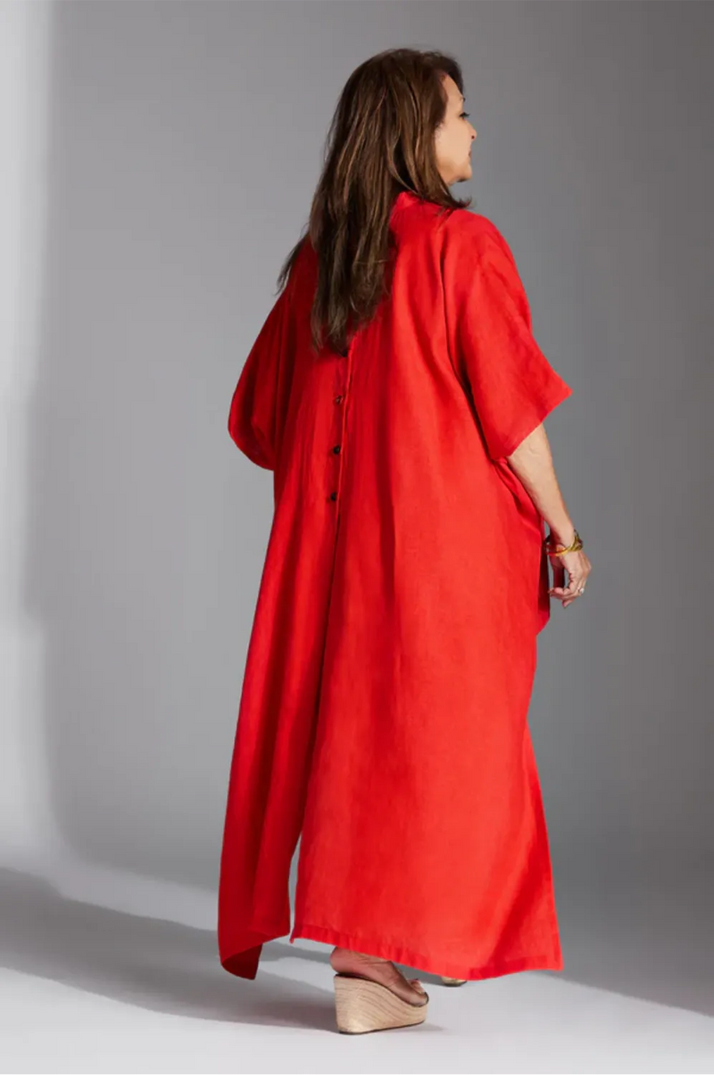 Casey Shirt in Red Linen by Chola in red color for women Worldwide