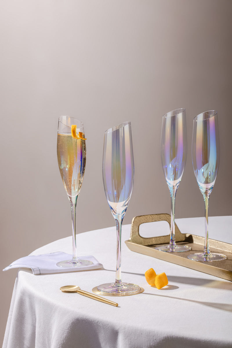 Opalescent Champagne Flutes-Set of 4