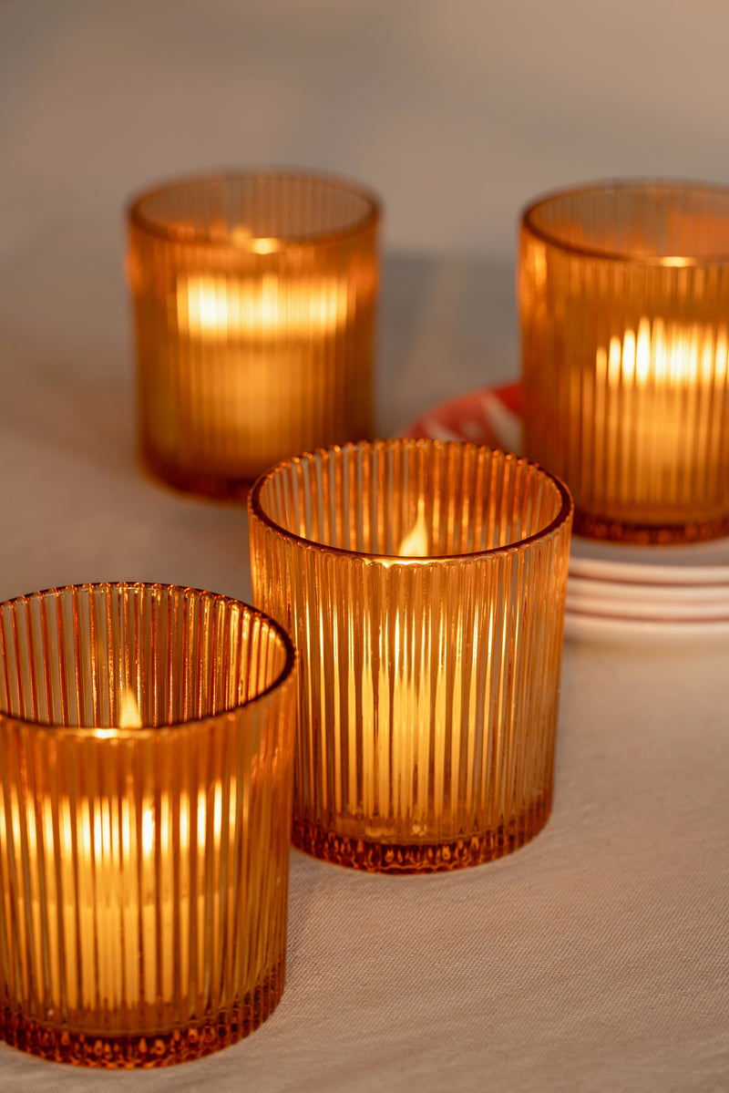 Warm Amber Tea Light Holder-Set of 4