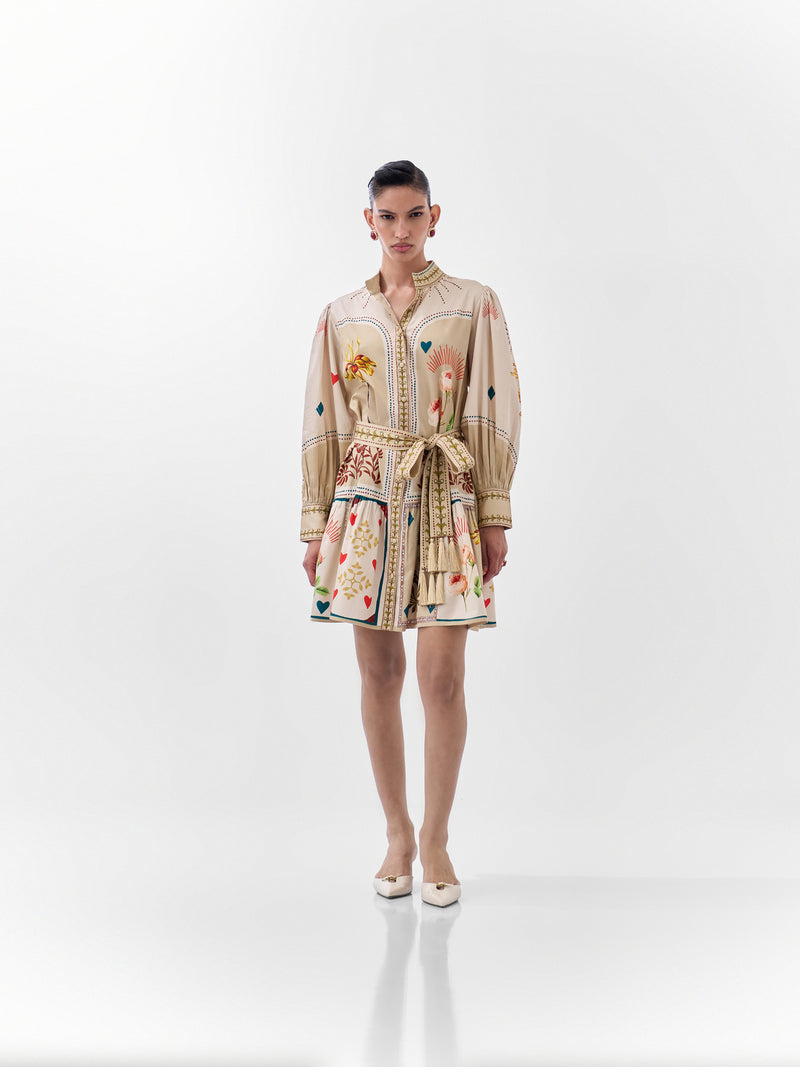 Celia Mini-Postcards And Petals cotton dress by NOIB in multi-color for women Worldwide