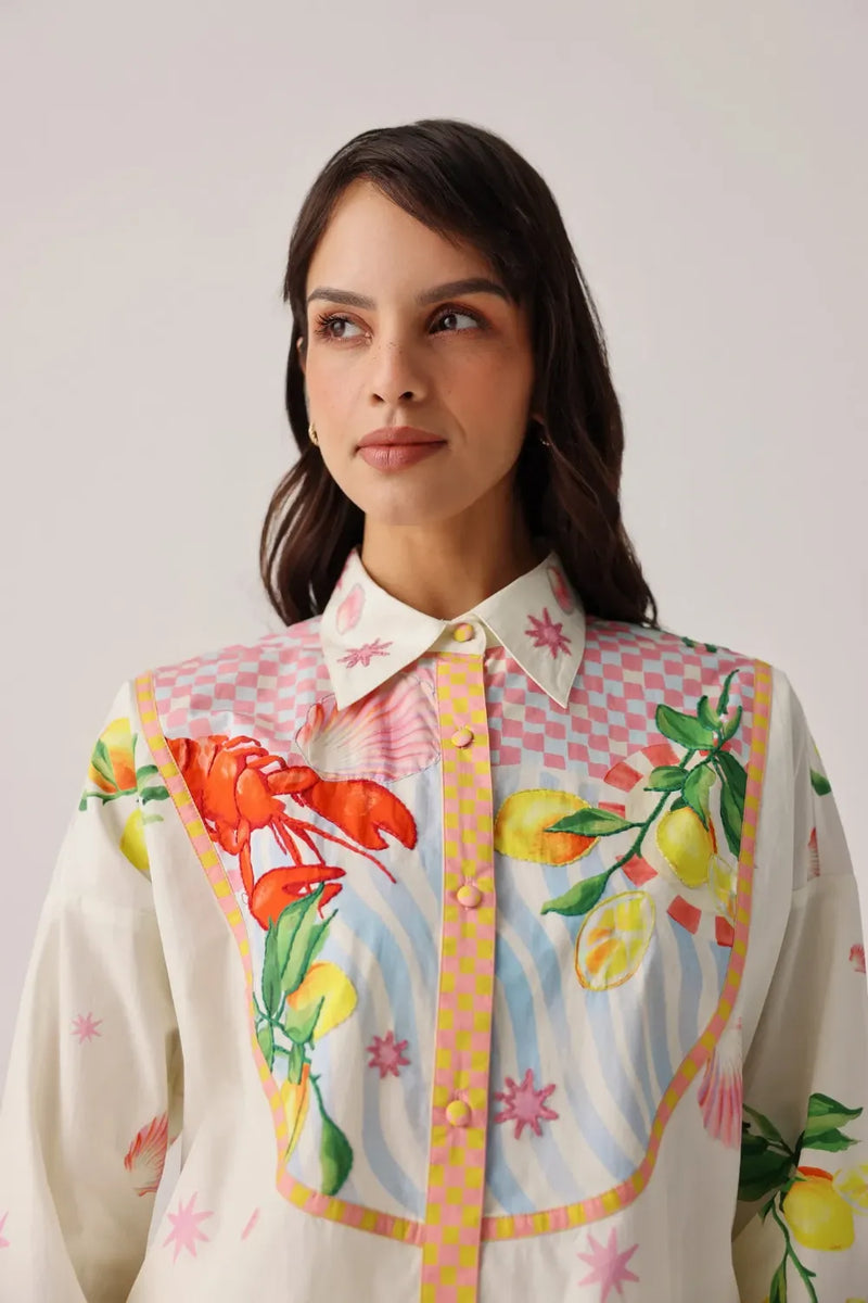 Celia Shirt - Summer Zest poplin by NOIB for women Worldwide
