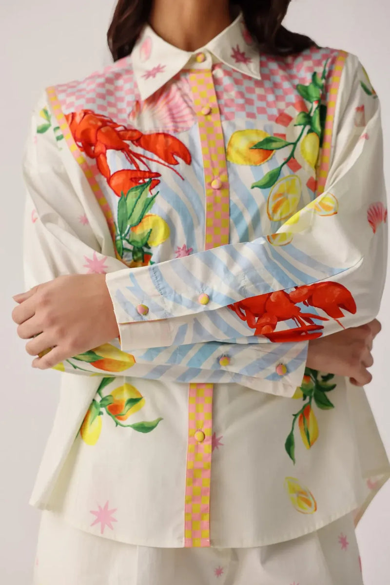 Celia Shirt - Summer Zest poplin by NOIB for women Worldwide