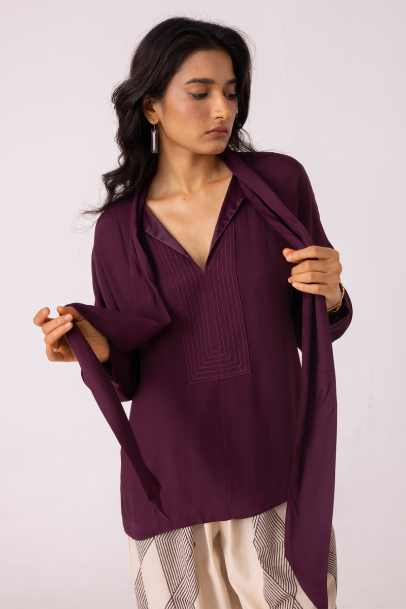 Celie Wine Tie Top satin by The Summer House in orange color for women Worldwide