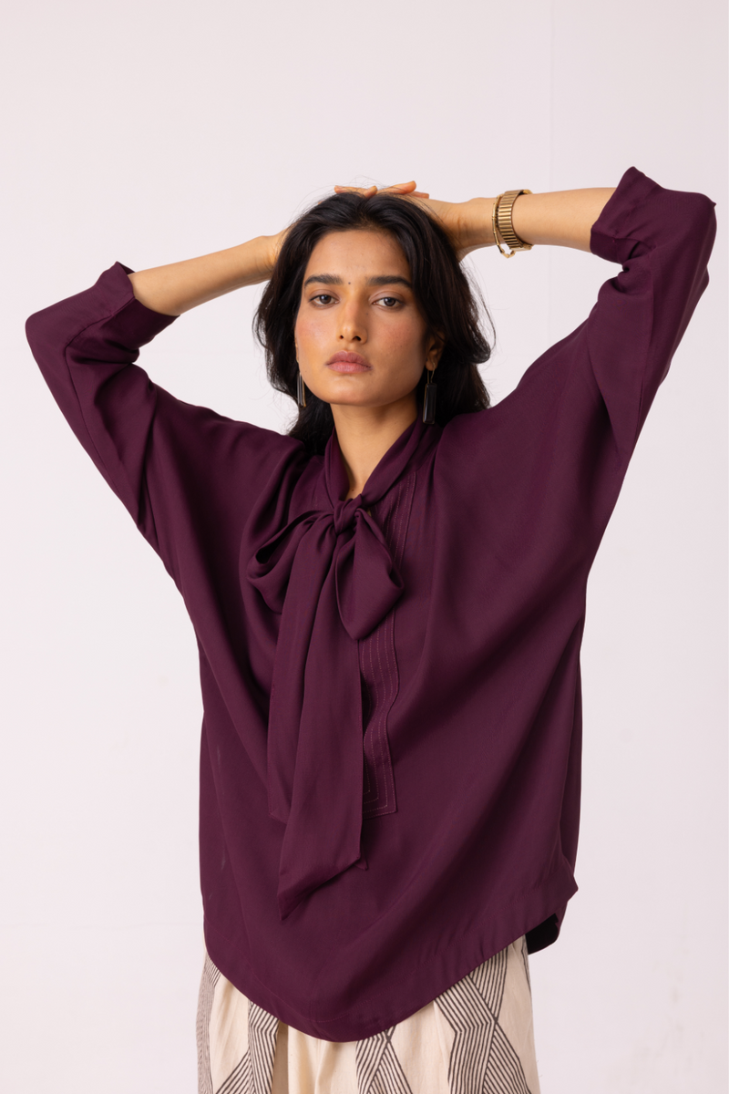 Celie Wine Tie Top satin by The Summer House in orange color for women Worldwide