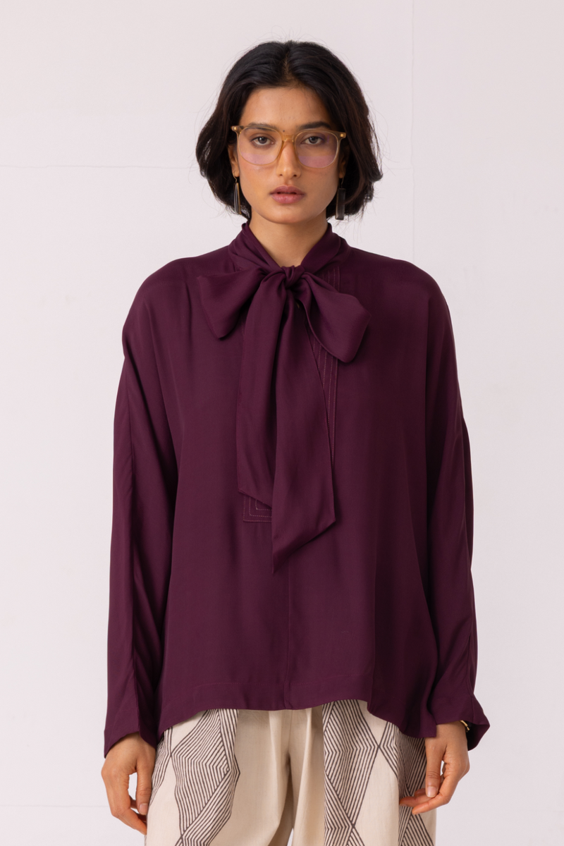 Celie Wine Tie Top satin by The Summer House in orange color for women Worldwide