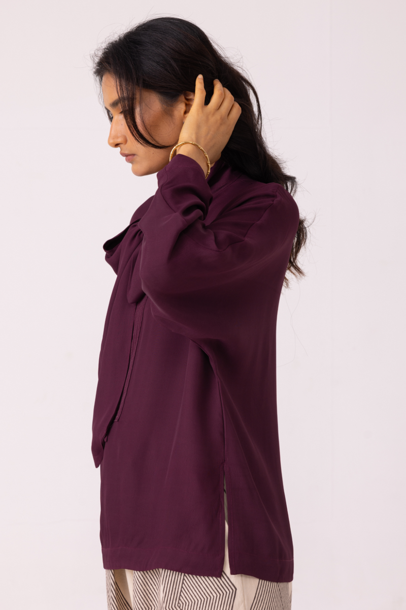 Celie Wine Tie Top satin by The Summer House in orange color for women Worldwide