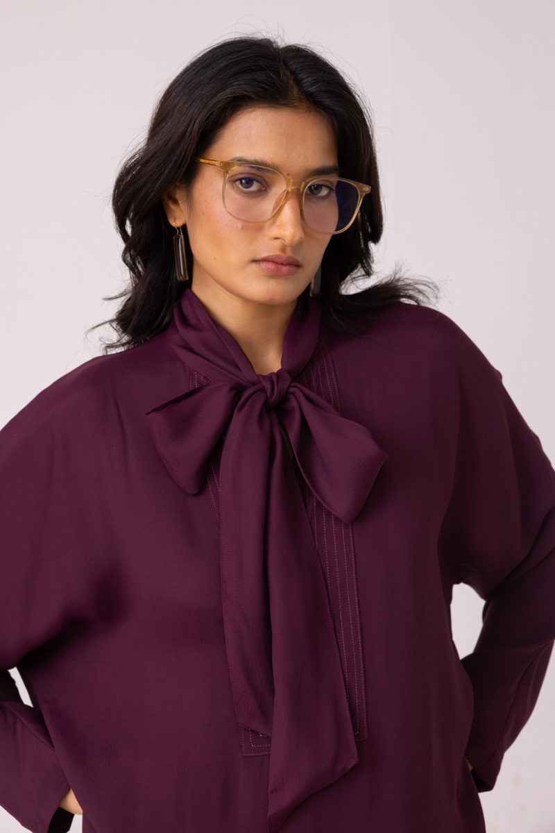 Celie Wine Tie Top satin by The Summer House in orange color for women Worldwide