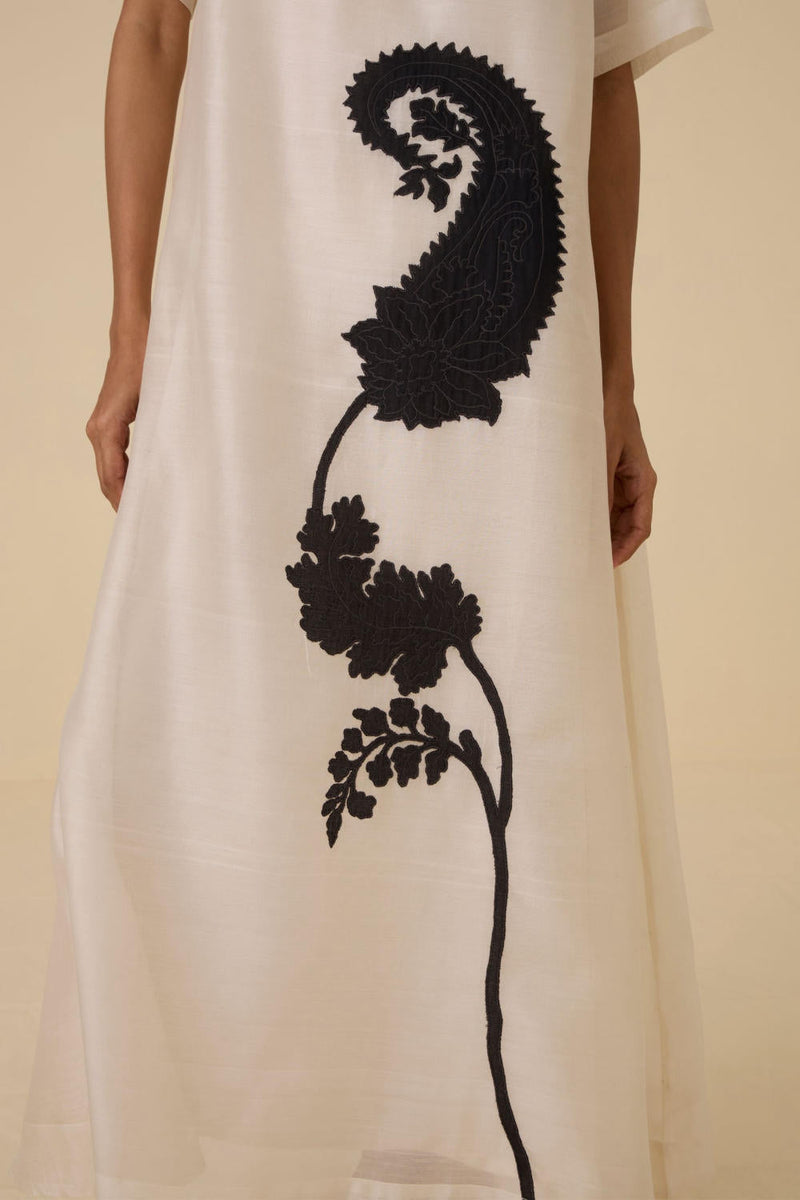Cersei Paisley Embroidered Dress chanderi by The Summer House in black color for women Worldwide