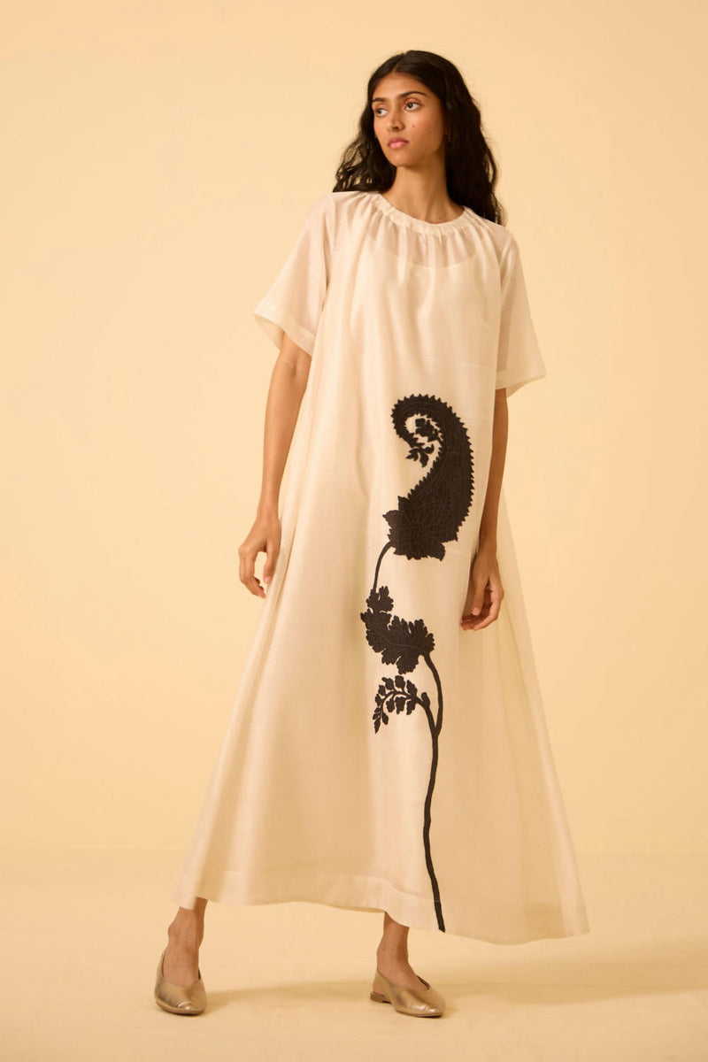Cersei Paisley Embroidered Dress chanderi by The Summer House in black color for women Worldwide