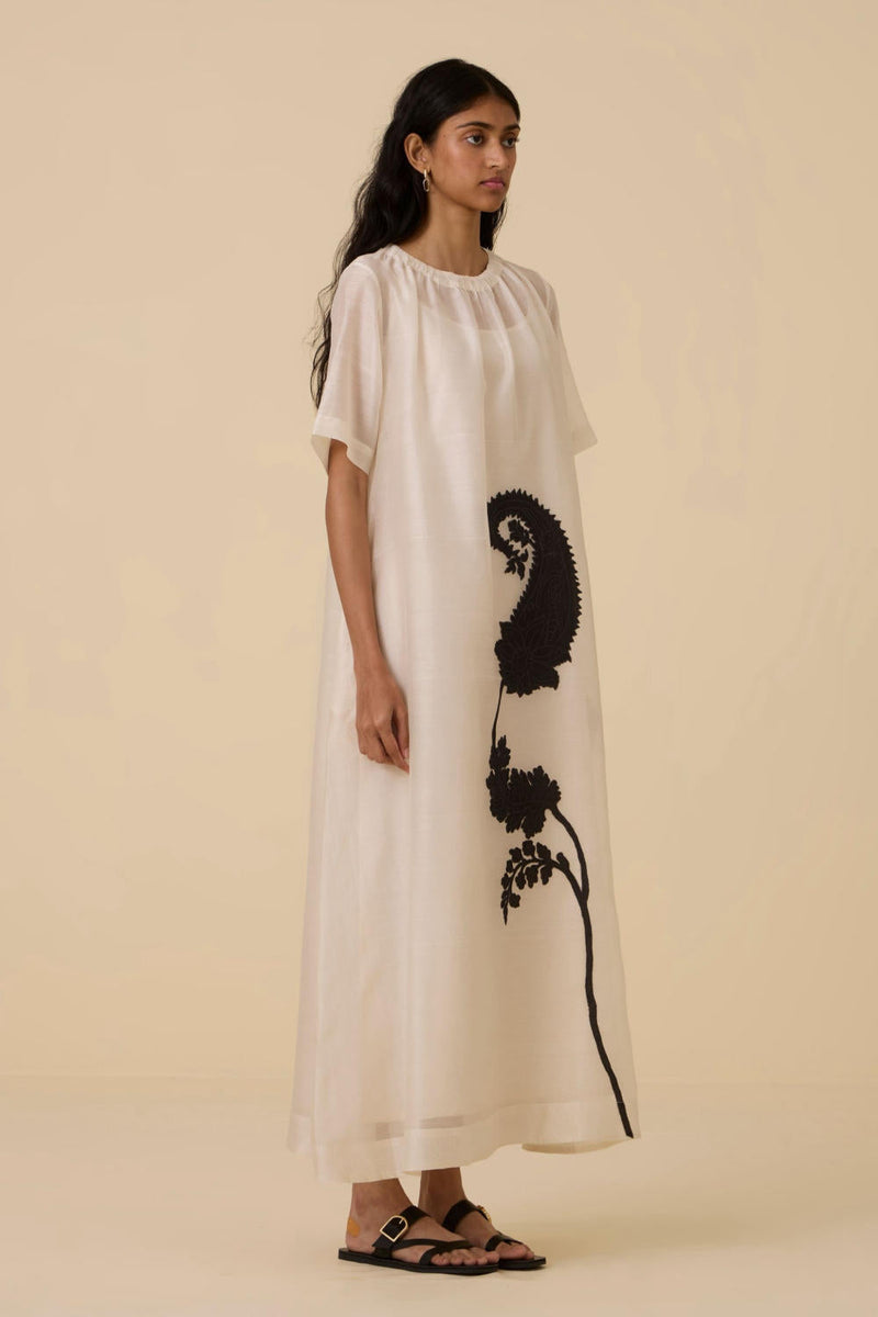 Cersei Paisley Embroidered Dress chanderi by The Summer House in black color for women Worldwide