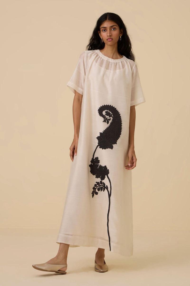 Cersei Paisley Embroidered Dress chanderi by The Summer House in black color for women Worldwide