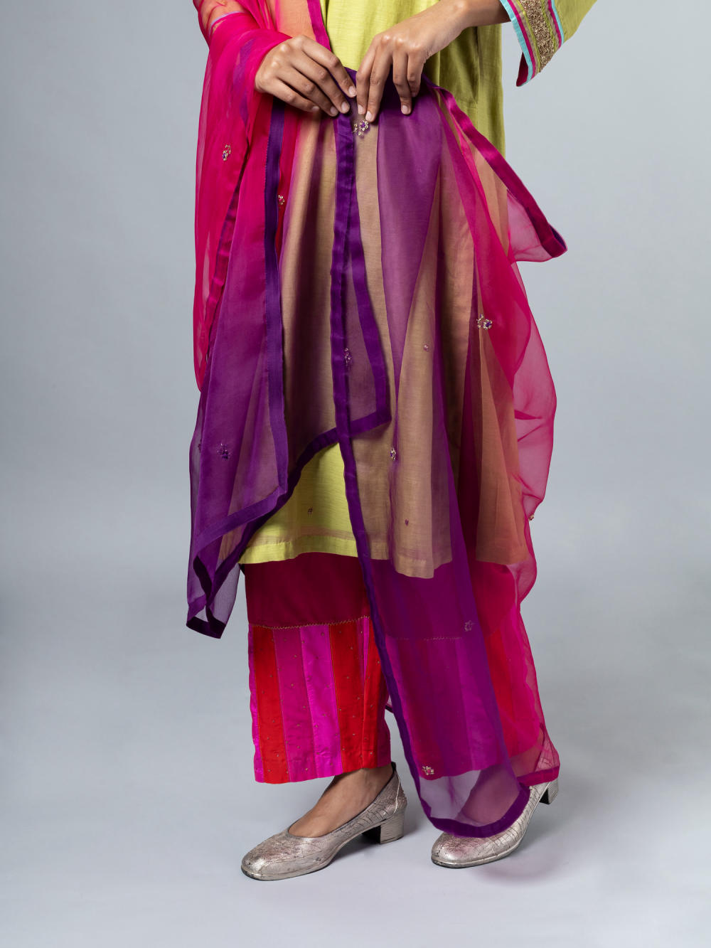 Chaksu Dupatta - Pink Purple