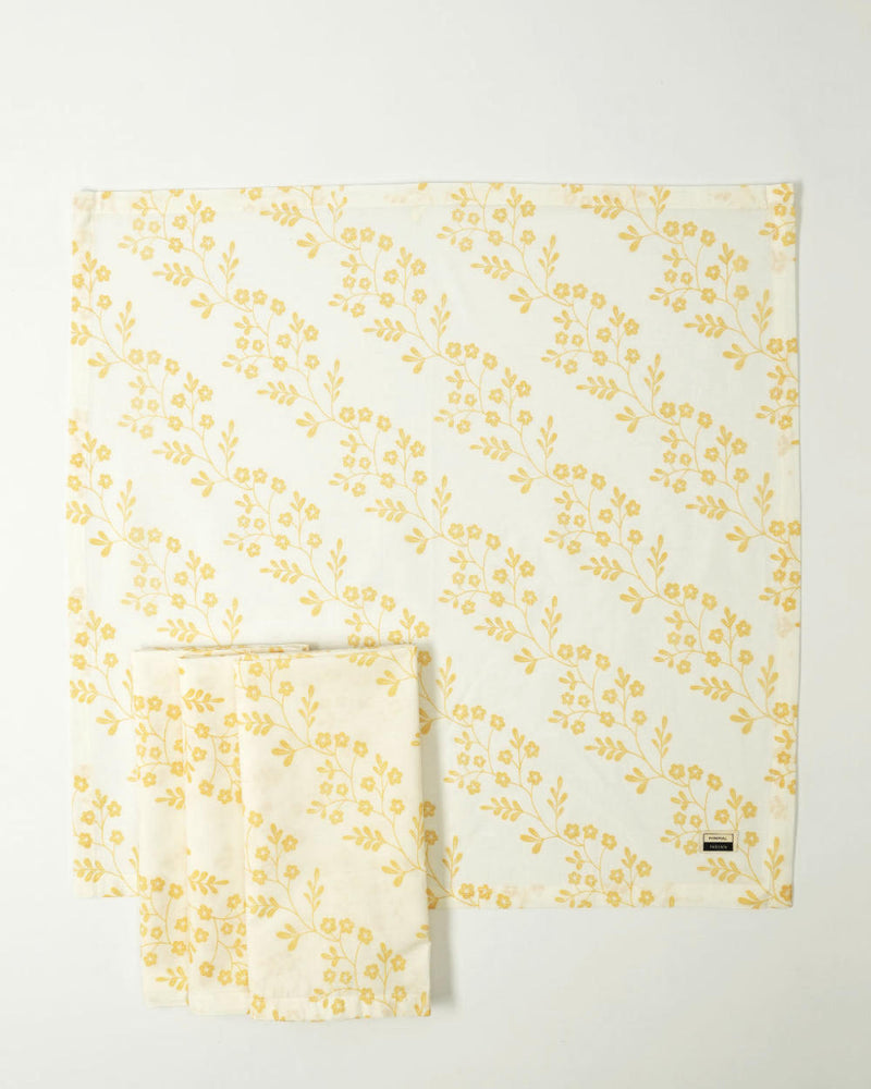 Chameli Napkin, Yellow (Set of 4) 100% cotton by Minimal Indian for Worldwide