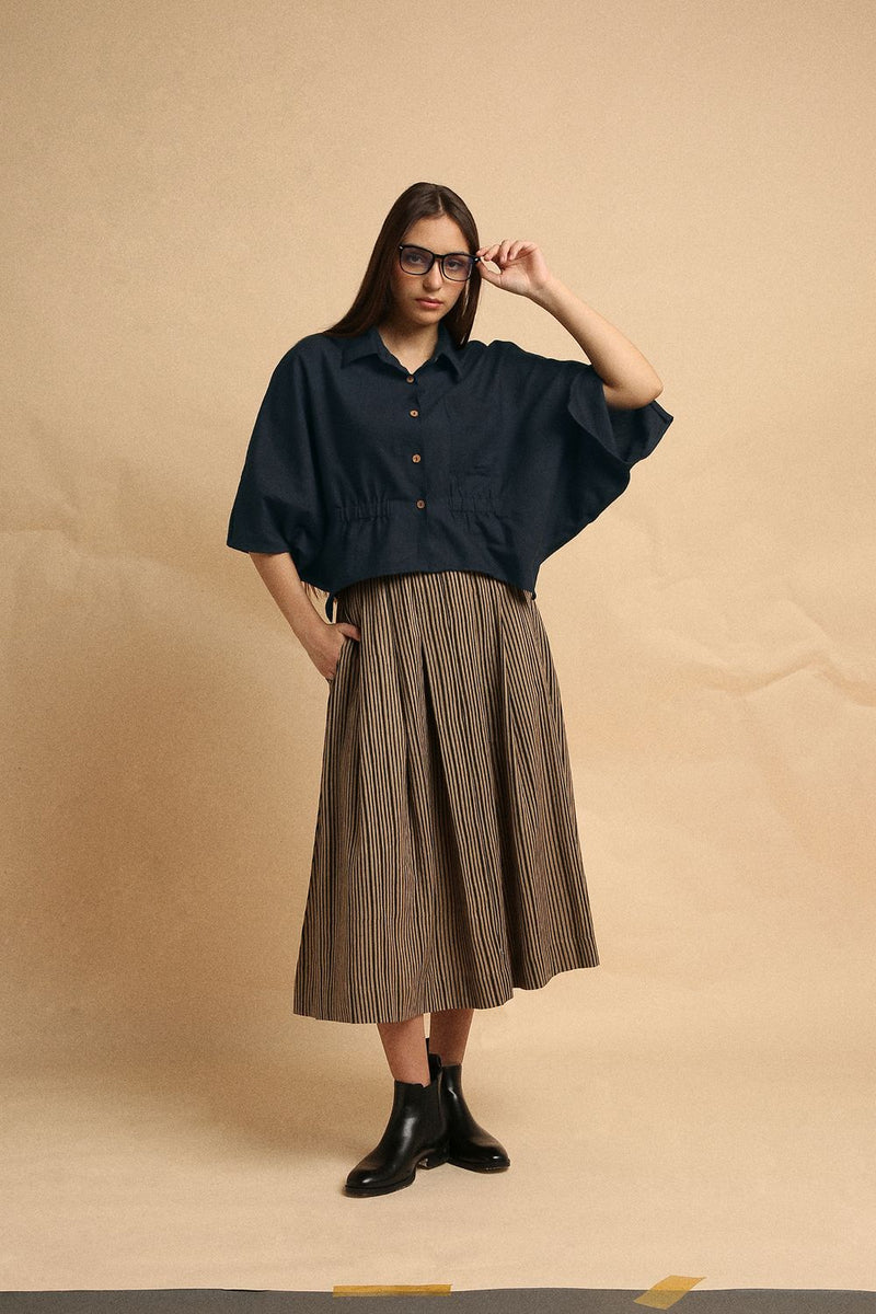 Charcoal Collar Crop Top 100% cotton by Mati in charcoal color for women Worldwide