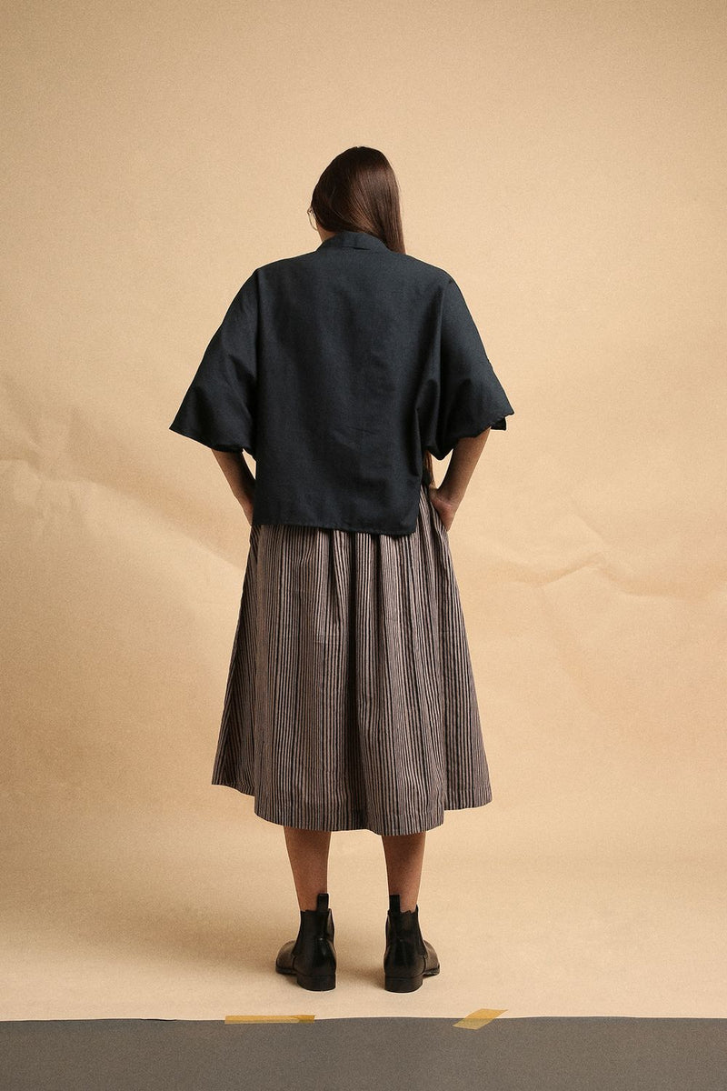 Charcoal Collar Crop Top 100% cotton by Mati in charcoal color for women Worldwide
