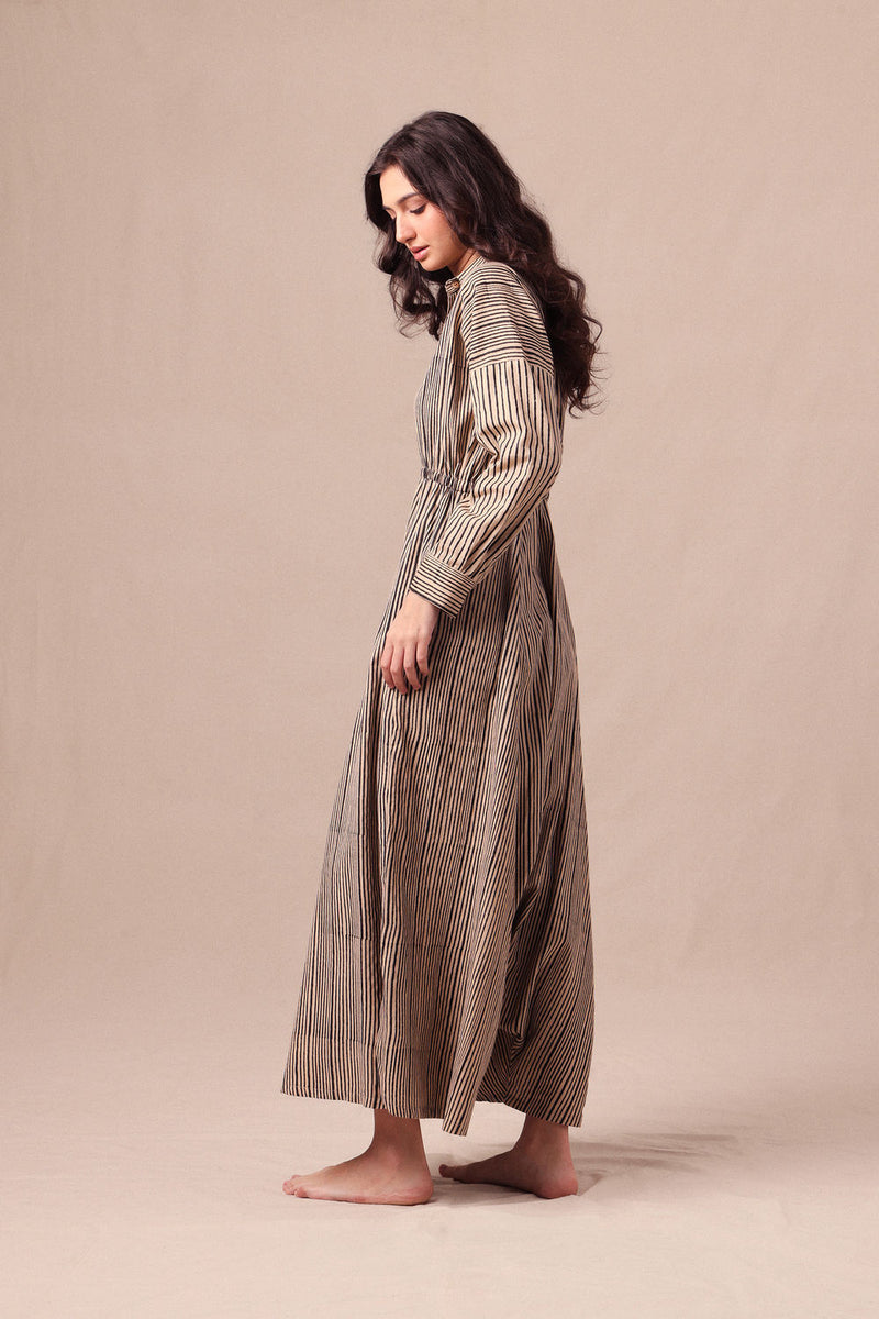 Charcoal Striped Shirt Sphara Jumpsuit cotton jumpsuit by Mati in black for women Worldwide
