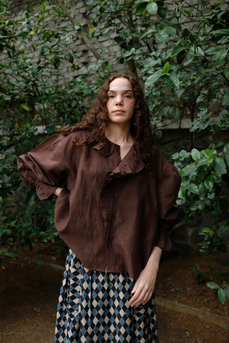 Charlotte - Brown silk by MASON AND MILL in brown color for women Worldwide