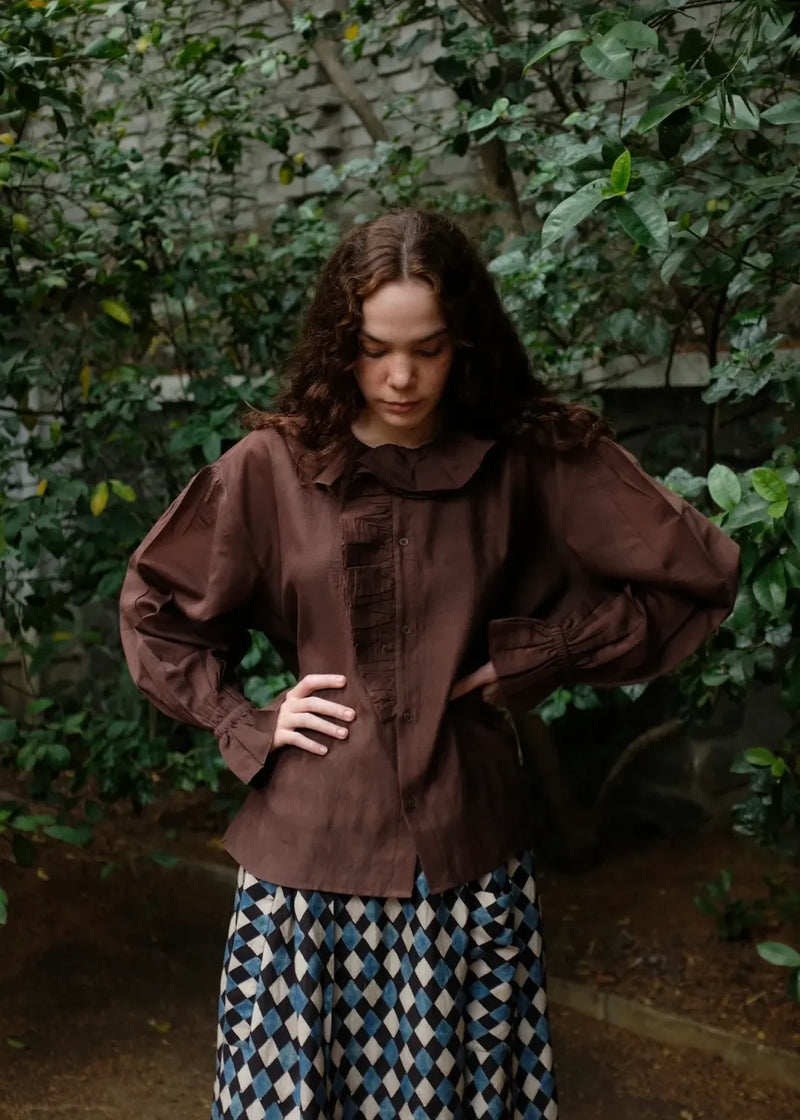 Charlotte - Brown silk by MASON AND MILL in brown color for women Worldwide