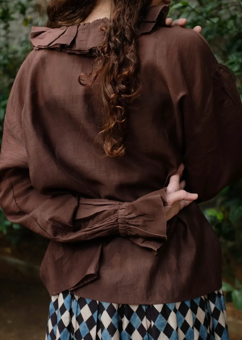 Charlotte - Brown silk by MASON AND MILL in brown color for women Worldwide