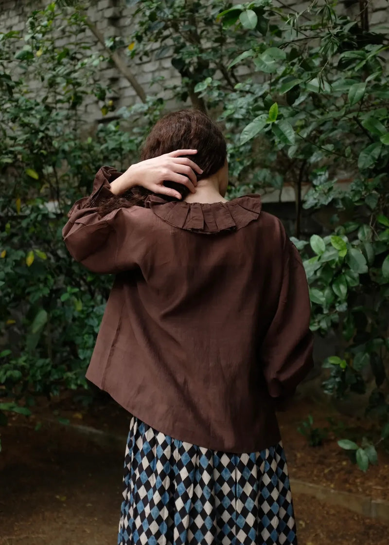 Charlotte - Brown silk by MASON AND MILL in brown color for women Worldwide