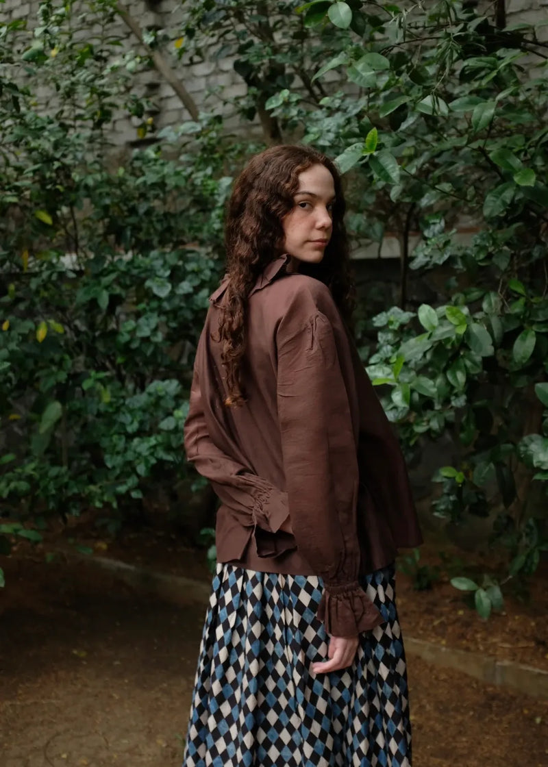 Charlotte - Brown silk by MASON AND MILL in brown color for women Worldwide
