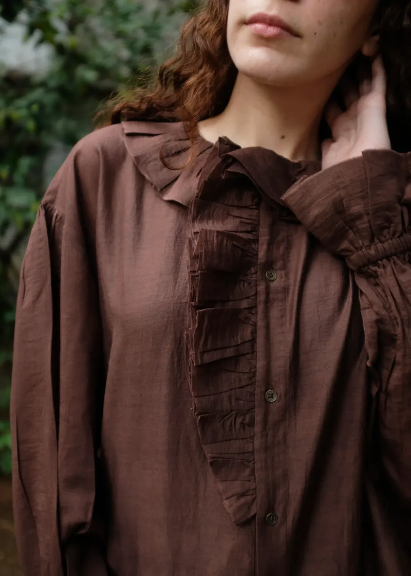 Charlotte - Brown silk by MASON AND MILL in brown color for women Worldwide
