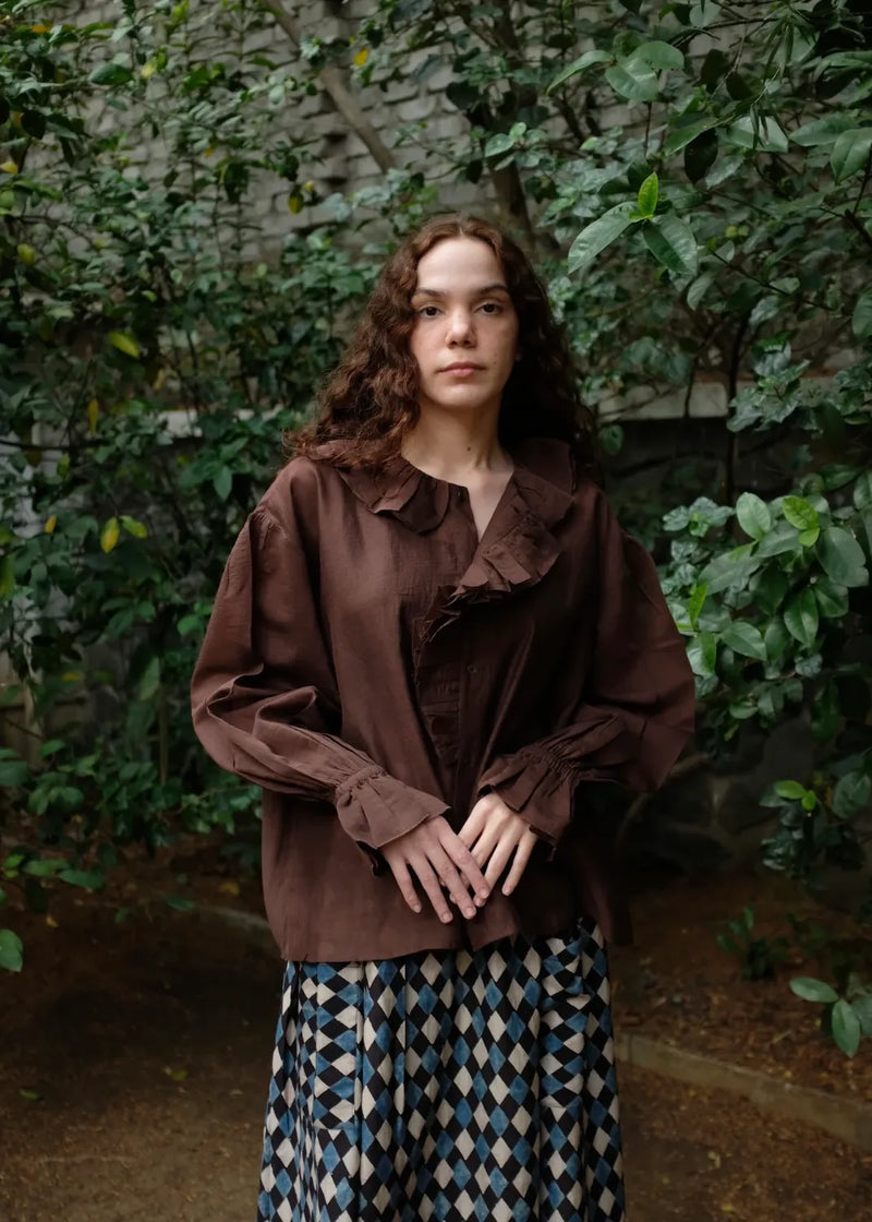 Charlotte - Brown silk by MASON AND MILL in brown color for women Worldwide