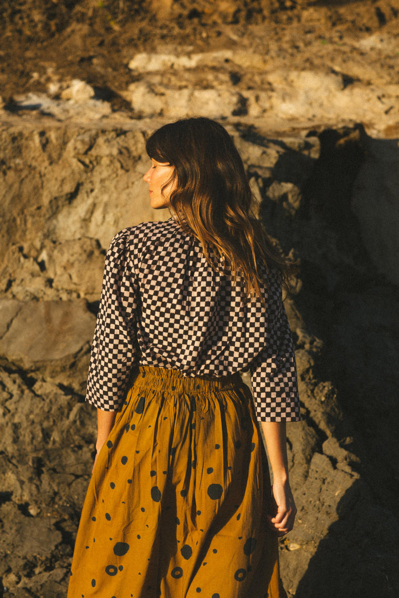 Mulholland Shirt — Check cotton by World of Crow in black color for women Worldwide