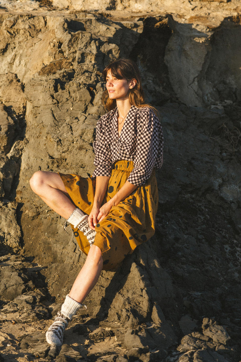Mulholland Shirt — Check cotton by World of Crow in black color for women Worldwide