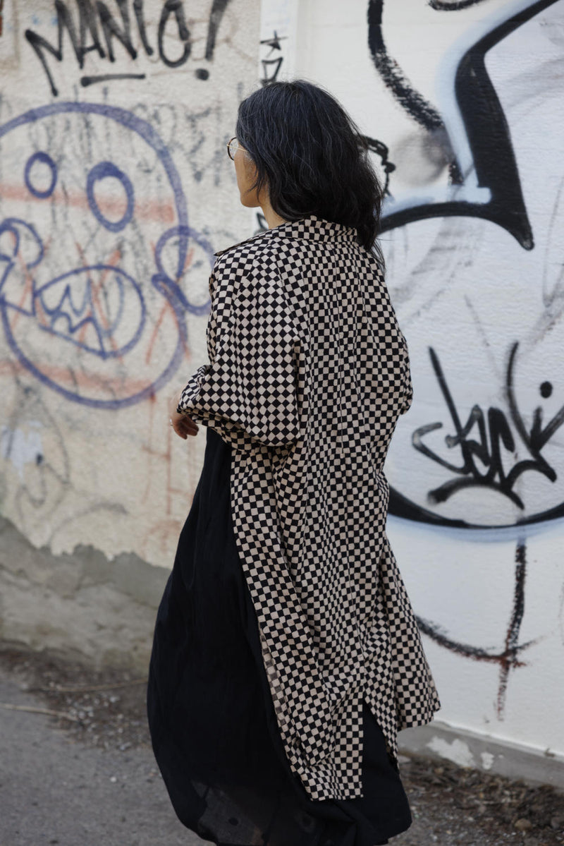 Lightweight Checkered Duster Jacket 100% cotton by World of Crow for women Worldwide