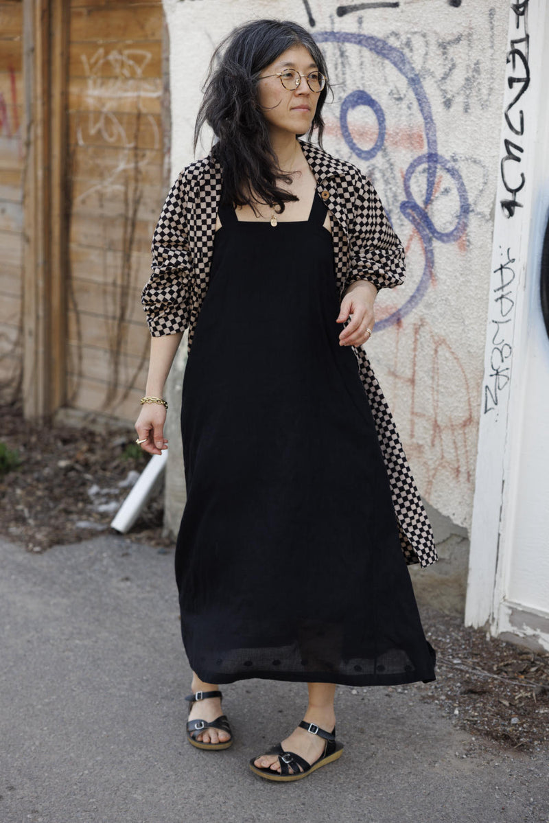 Lightweight Checkered Duster Jacket 100% cotton by World of Crow for women Worldwide