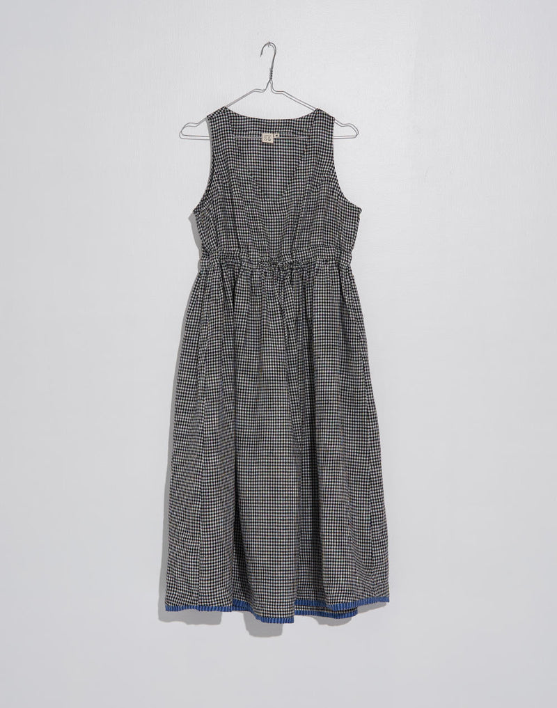 Checkered Front Tie-up midi dress - Black& White Checks cotton by World of Crow for women Worldwide