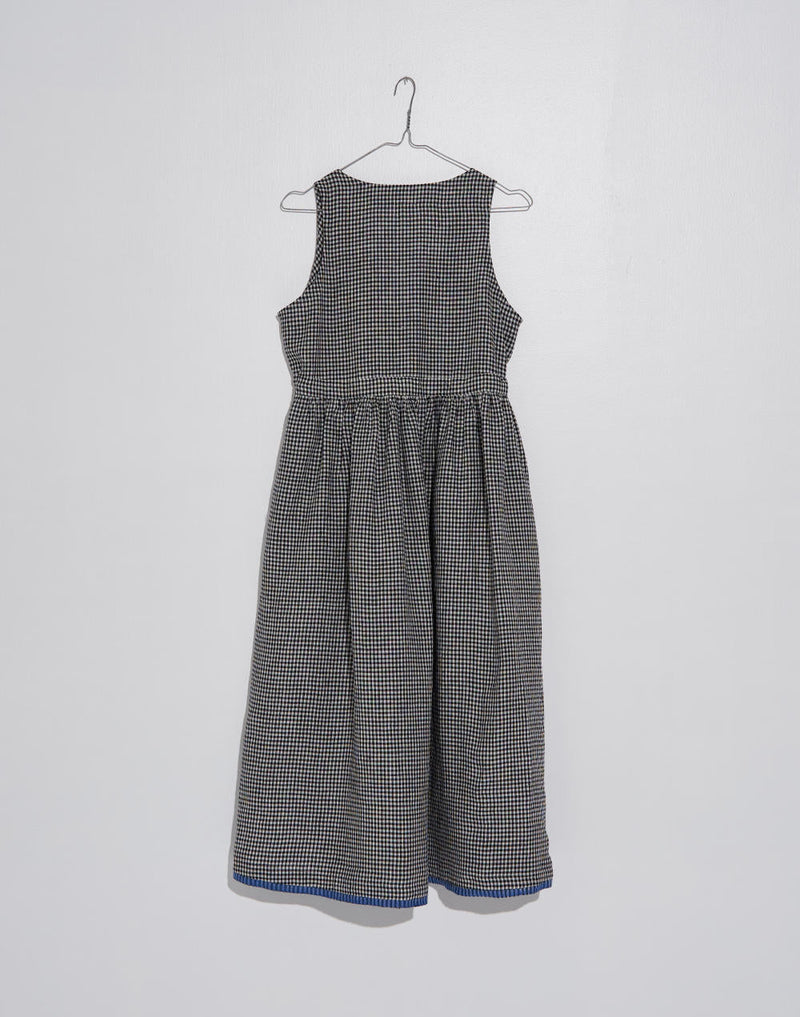 Checkered Front Tie-up midi dress - Black& White Checks cotton by World of Crow for women Worldwide