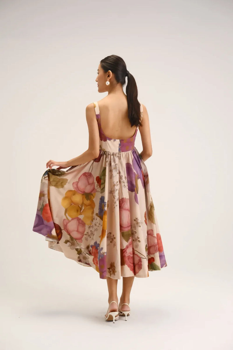 Cherimoya Cherry Dress cotton dress by YAM in multi-color for women Worldwide