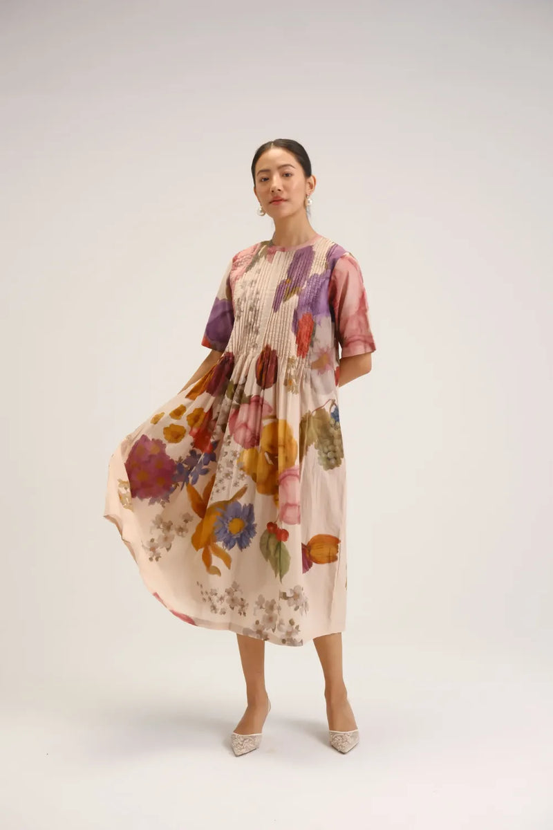 Cherimoya Pinktucks Dress cotton dress by YAM in multi-color for women Worldwide